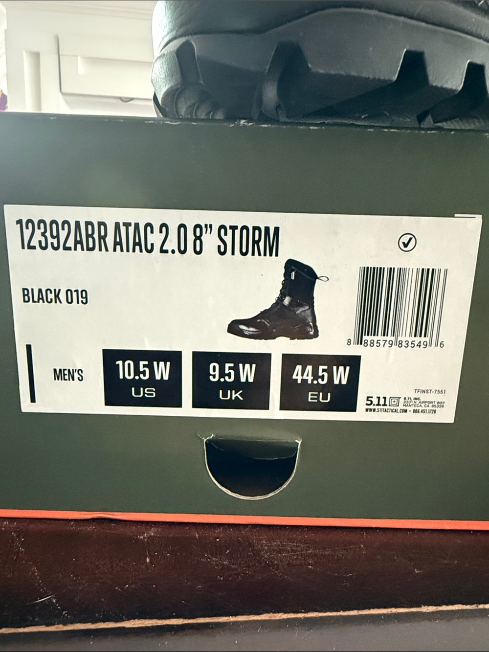 5.11 Tactical Men's Black Side-Zip Tactical Boots - Picture 3 of 3